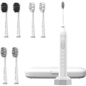 BarberBoss Spazzolino da denti sonico ricaricabile per adulti, 5 modalità di pulizia, spazzolino elettrico, sensore di pressione, 6 testine, batteria da 60 giorni, timer intelligente