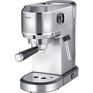 SEVERIN Macchina Caffè Espresso Newspresa, 1350W, 1 Litro, Pompa 20 bar, Sistema Thermoblock, Cappuccinatore, Funzione Decalcificazione, 15,8 x 30,5 x 43,0 cm, Acciaio Inox - KA 5997