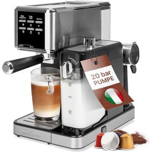 Profi Cook Macchina per espresso ProfiCook® 2 in 1 per caffè in polvere e capsule compatibili Nespresso - macchina con portafiltro da 20 bar - con sistema del latte per caffè e cappuccino - PC ES 1266