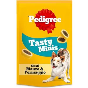 Pedigree Tasty Minis Snack per Cani al Gusto Formaggio e Manzo, Bocconcini Morbidi, 6 Confezioni da 140 g, Totale 840g