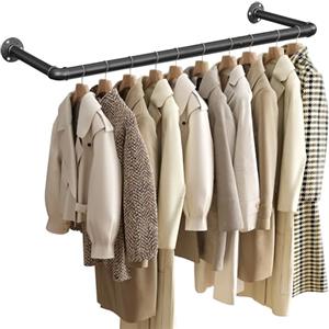 SONGMICS Attaccapanni da Muro, Barra Appendiabiti da Parete a Tubo, Stile Industriale, Salvaspazio, 92 x 30 x 7,5 cm, Montaggio Facile, per Spazio Stretto, Nero HSR67BK