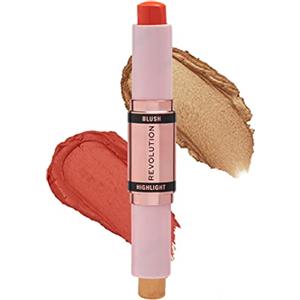 Makeup Revolution, Blush & Highlight Stick, Coral Dew, Fard e Highlighter per il viso, 4,3g