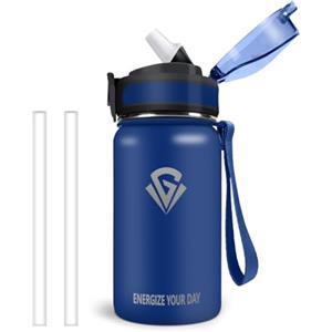Vikastar Borraccia Termica, 500ml Senza BPA, Thermos per Bevande Calde, Senza Perdite, Borraccia Bambini, Acciaio Inox, Borraccia per Adulto, Scuola, Palestra, Ciclismo, Blu Scuro