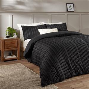 furn. Copripiumino Duvet Day Harrison Stripe - Design minimale trapuntato con tessuto morbido al tatto e finitura di facile manutenzione (Nero - Singolo)