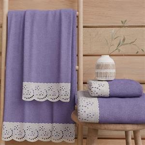PETTI Artigiani Italiani - Asciugamani Bagno in 100% Spugna di Cotone, Set Asciugamani 1+1, 2 Pezzi 1 Asciugamano Viso e 1 Asciugamano Mani, Lilla