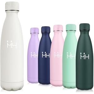 Motswedi Bottiglia d'acqua in acciaio inox, 0,5 l senza BPA, bottiglia termica, mantenere 12 ore calda/24 freddo, borraccia a prova di perdita, bottiglia d'acqua per sport, ufficio, yoga, ciclismo