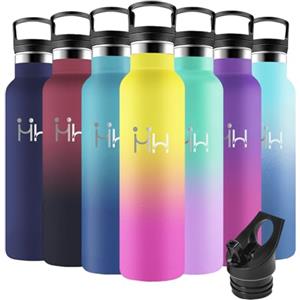 Motswedi Borraccia Termica, 1 L senza BPA, Borraccia con Cannuccia, Acciaio Inox, Bottiglia Termica, a Prova di Perdite, Borracce Termiche, Borraccia per Campeggio, Palestra, Ciclismo, Giallo & Rosa