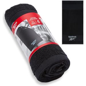 Reebok Capri Asciugamano da Palestra in Cotone - Quick Dry e anti-umidità | Leggero e assorbente gym towel per allenamento, home gym, fitness, viaggi e sport - 40 x 80 cm | Nero | telo palestra