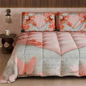PETTI Artigiani Italiani - Trapunta Invernale, Piumone Matrimoniale Double Face Tinta Unita e Stampa Digitale, Shabby 04 335, 100% Microfibra, Made in Italy
