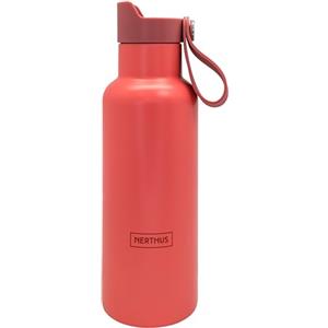 NERTHUS FIH 1262 bottiglia sport doppia parete 500 ml tappo click drink corallo acciaio inox ideale per sport palestra spiaggia
