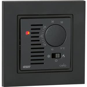 Vemer VE789401 CELO INT - Termostato Elettronico a Manopola 2 Moduli, Compatibile con Scatole da Incasso Rotonde, Alimentazione 230V, Grigio Antracite/Bianco