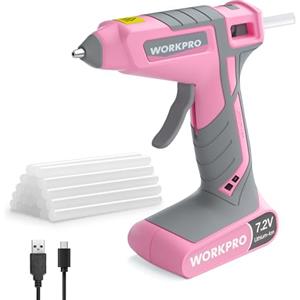 WORKPRO Pistola per Colla a Caldo 7,2V, a Batteria, Senza Fili e con Cavo, con 20 Stick di Colla, Riscaldamento Rapido in 30s, Ricarica USB-C, Erogazione Veloce, per Fai-da-te e Decorazioni