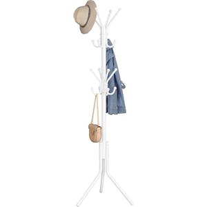 SONGMICS Appendiabiti da Terra, Attaccapanni in Metallo, per Vestiti Borse Cappelli, Altezza 175 cm, 16 Ganci, Ingresso Soggiorno Camera da Letto, Bianco Nuvola RCR081WC01