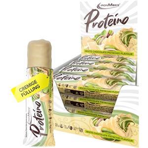 IronMaxx Proteina, barretta proteica a base di cialde con ripieno cremoso, barretta proteica ridotta zucchero, gusto Sapore Bianco Pistachio, barrette da 30g (confezione da 12)