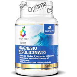 Colours Of Life Magnesio Bisglicinato - aiuta il rilassamento, riduzione di stress e affaticamento, Elevato assorbimento, delicato sull'intestino, 45 compresse Colours of Life