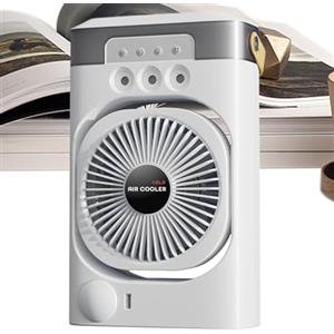 Generisch Condizionatore climatizzato, condizionatore personale, ventilatore di raffreddamento 'aria USB foderato, luce notturna a 7 colori, 3 umidificatori Nebir da scrivania, 26 x 16 cm
