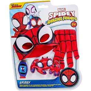 Rubie's Rubies Marvel Ufficiale - Kit per bambini, costume SPIDEY & i suoi amici, 4 accessori Spider Man con orologio, maschera, guanti e mini ragno, taglia unica, per carnevale, Halloween, compleanno