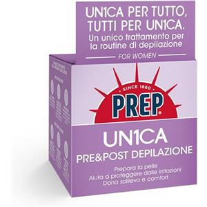 Prep, UN1CA PRE&POST DEPILAZIONE, Crema Corpo, Prepara la Pelle, Aiuta a Proteggere dalle Irritazioni, Dona Sollievo e Comfort, Routine Depilazione, Con Glicerina, Vitamina E, 75ml