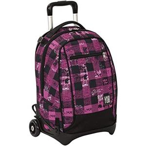 PELLECCHIA 1969 ZAINO TROLLEY SCUOLA STACCABILE JACK URBAN CHECK YUB By SEVEN Pink