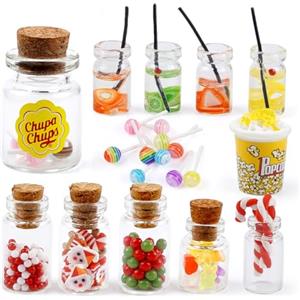 Augesak 11 pezzi di accessori in miniatura per casa delle bambole, cibo in miniatura, accessori per elfi in miniatura, mini cibo e bevande, mini set di accessori per cucina dolce, accessori per elfi per la