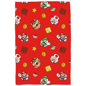 Character World Coperta ufficiale in pile Super Mario Nintendo, super morbida, design Here We Go Again, calda e super morbida al tatto, perfetta per casa, camera da letto, pigiama party e campeggio