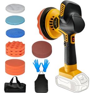 QANAVIROX Kit lucidatrice tampone senza fili compatibile con batterie Dewalt da 20 V | Tampone rotante per auto, velocità variabile da 15,2 cm, solo strumento, senza batteria, per levigatura e ceratura