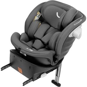 Nurse Titane Silla de Coche i-Size 40-150 cm, 360º, ISOFIX y Pata de Apoyo, A Contramarcha y Cara Marcha, Protección Lateral, Gris