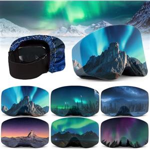 TZEKING 6 Pezzi Copri Maschere da Sci Portabilità,Protezione per Occhiali da Sci e Snowboard,Antigraffio,Custodia Protettiva per Occhiali da Sci in Morbida Microfibra,per Viaggio e Après-Ski