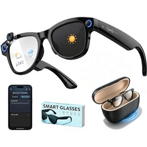 LIROPAU AI Smart Glasses con fotocamera da 8 MP, occhiali intelligenti | custodia di ricarica Occhiali per fotocamera HD, occhiali per video, occhiali intelligenti con lenti fotocromatiche