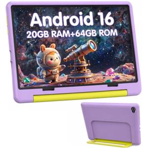 MUTSAY Tablet Bambini 10 Pollici Android 16 Tablets PC 20 GB RAM 64 GB ROM IPS1280x800 Doppia Fotocamera 5MP+8MP 5000 mAh WiFi 6 BT 5.4 Controllo Parentale Custodia Protettiva (Viola)