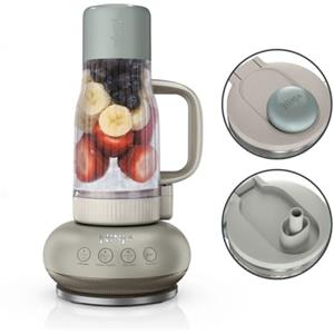 Ninja BlendBoss, Mini Frullatore con Borraccia 710 Ml, Potente, Beige | 1100 W, Compatto, Monoporzione, Tritaghiaccio, Blender con 3 Modalità Automatiche, Smoothie, Frullati, Tritatutto, DB351EUST