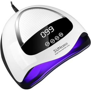Zaxiva Lampada UV LED unghie 380W, fornetto unghie con 90 Perline LED, Sensore Automatico, 4 Timer, Display Digitale, lampada unghie per Manicure e Pedicure, fornetto unghie semipermanente Casa/Salone