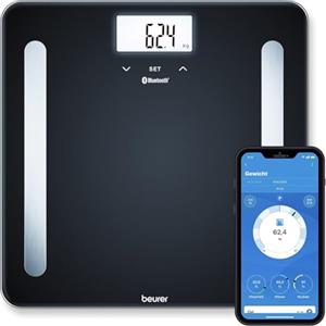 Beurer BF 600 Pure Black Bilancia Diagnostica con Connettivita Bluetooth, nero, lcd