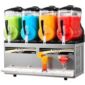 VEVOR Macchina per Granite Bevande Ghiacciate 4x12L Macchina per Granita Commerciale 1650 W Funzione Autopulente per Succo Ghiacciato Frullati Frappé Cocktail, Feste, Evento, Bar
