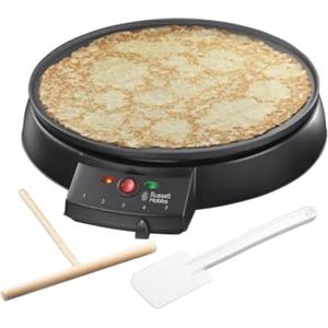 Russell Hobbs Crepiera - Piastra con rivestimento antiaderente da 30cm di diametro - Stendipasta e Paletta incluse Griglia elettrica Fiesta - crepes, pancake, galette, burritos, tacos, 1000W, 20920-56