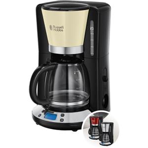 Russell Hobbs Macchina da Caffè Americano Digitale, Crema, 1,25 L, 10 Tazze | Tecnologia WhirlTech, Timer Programmabile 24 Ore, Display LCD, Filtro Lavabile, Piastra Riscaldante