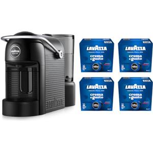Lavazza A Modo Mio Jolie Evo, Macchina per Caffè Realizzata con 36% di Plastica Riciclata, Macchina Espresso con 64 Capsule Lavazza A Modo Mio Crema e Gusto Classico Incluse, Nera