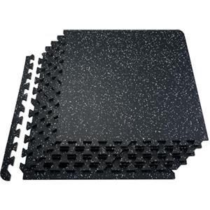 VEVOR Tappetino Puzzle ad iIcastro per Palestra 25 Pezzi, Spessore 14 mm, Piastrelle in Schiuma EVA Gommata, Tappetino da Palestra 61x61 cm, Copertura 9,3 m², Tappetino Ginnastica, Casa, Bianco Nero