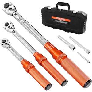 VEVOR Set Chiavi Dinamometriche Clic, 3 Pezzi, 10-170 lbf-ft 5-45 lbf-ft 20-240 lbf-in Chiave Dinamometrica a Scatto, Bidirezionali e Bilance a Doppia Portata, 72 Denti, per Riparazione Biciclette