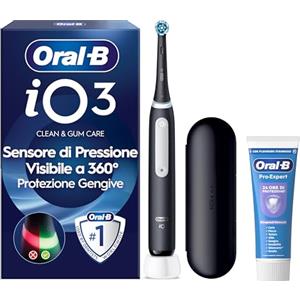 Oral-B iO 3 Spazzolino Elettrico, 1 Testina, Custodia, Dentifricio, Nero