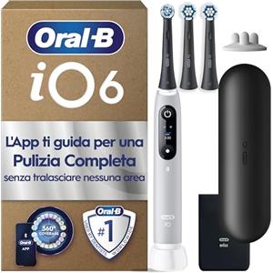 Oral-B iO 6 Spazzolino Elettrico, 3 Testine di Ricambio, Custodia, Grigio