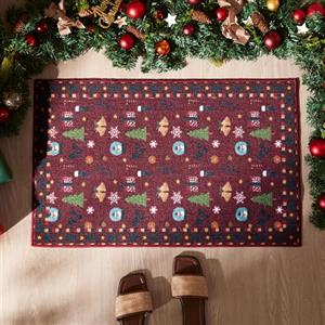 Sonive Stuoia Esterno/Interno 50x80cm, Motivo Regalo di Natale, Corridoio | Tappetino Entrata Antiscivolo, Cattura-sporco, Lavabile per Cane, Porta d'ingresso