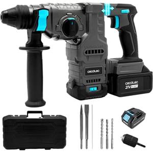 Cecotec Martello Perforatore a Batteria SDS Plus Colossus 8000 ShockAbsorber Killer. 3J, Batteria NEX21, Motore Brushless, Velocità Regolabile, Adattatore, Valigetta, Punte e Scalpelli