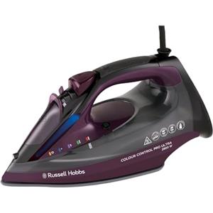 Russell Hobbs Ferro da Stiro, Piastra Ceramica Antiaderente, 195g Colpo Vapore, 50g di Vapore Continuo, Capienza 380ml, Autopulente,Anticalcare,Controllo Colore, 2800W, ColourControlPro 27281-56