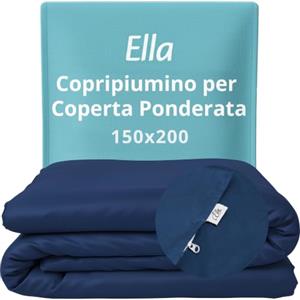 Ella Copripiumino da 150 x 200 cm, per coperta ponderata, realizzato in 100% cotone, adatto per coperte ponderate da 7 kg e 9 kg, blu navy