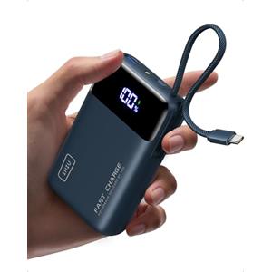 INIU Power Bank, Piccolo 20000mAh 45W Ricarica Rapida Caricatore Portatile | Cavo USB C Integrati, Sicuro in Aereo, Essenziale da Viaggio, Powerbank per iPhone 17 16, Xiaomi, Samsung, iPad ecc