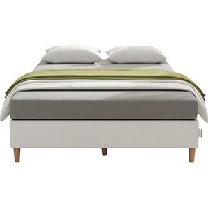 Novilla Telaio del Letto Matrimoniale 35 cm Strutture Letto a Piattaforma in Metallo, Base per Materasso con Gambe di Sostegno in Legno, Con Copertina di Stoffa, 135x190 cm, Grigio