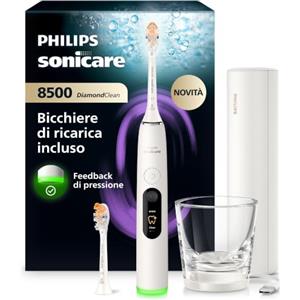 Philips Sonicare Next-Generation DiamondClean 8500 Spazzolino elettrico - con Feedback di pressione, 18 impostazioni, bianco polvere, HX8514/11