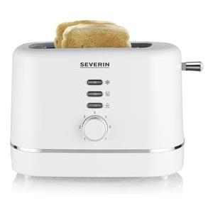 SEVERIN Tostapane Automatico 2 Fette, Scaldapanini in Acciaio Inox, Funzioni Riscaldamento e Scongelamento, Grado di Doratura Regolabile, Spegnimento Automatico, 850 W, Bianco - AT 4324
