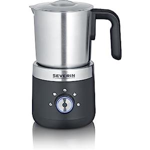 SEVERIN Montalatte Elettrico con Contenitore in Acciaio Inox, Schiumatore per Schiuma a Caldo e a Freddo, 5 Programmi, Nero/Argento - SM 3588